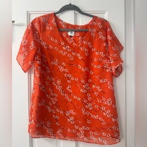 CAbi Cherry Blossom Red Blouse